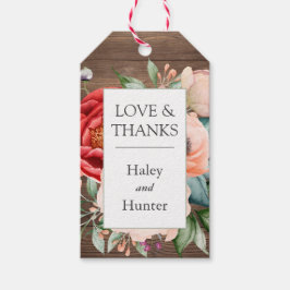 Etiqueta Para Presente Casamento Floral Rustic Barnwood Watercolor