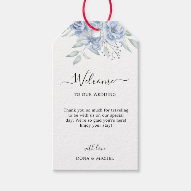 Etiqueta Para Presente Casamento Floral Rustic Blue Winter (Frente)