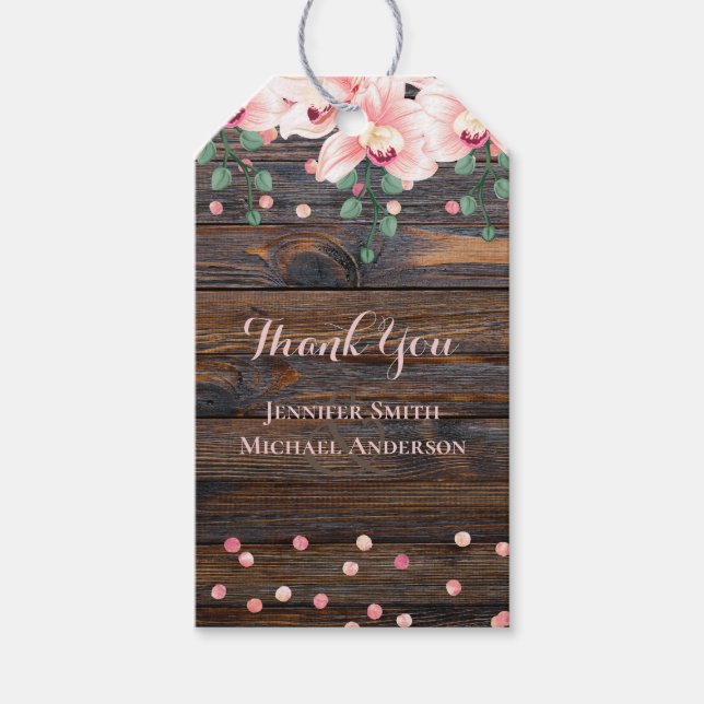 Etiqueta Para Presente Casamento Floral Rustic Dusty Rosa Rosa (Frente)