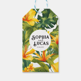 Etiqueta Para Presente Casamento Floral Tropical Amarelo
