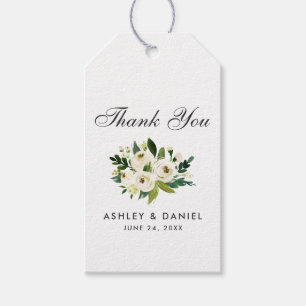 Etiqueta Para Presente Casamento Floral Verde De Cor Branca, Obrigado