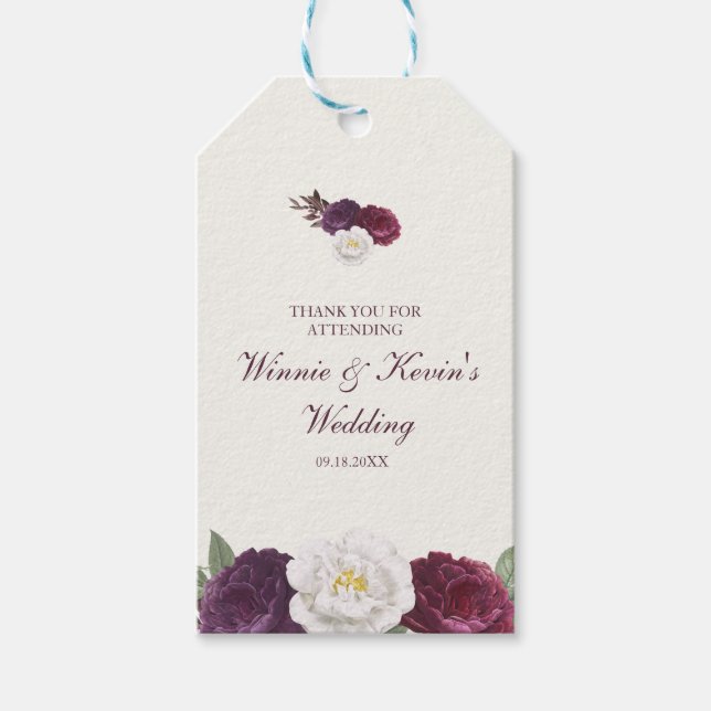 Etiqueta Para Presente Casamento Floral Violet Purple (Frente)