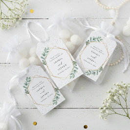 Etiqueta Para Presente Casamento Geométrico de Folha de Ouro Eucalyptus