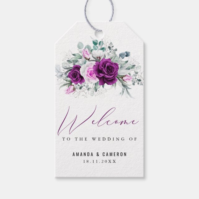 Etiqueta Para Presente Casamento Geométrico do Blush Roxo Rústico Elegant (Frente)