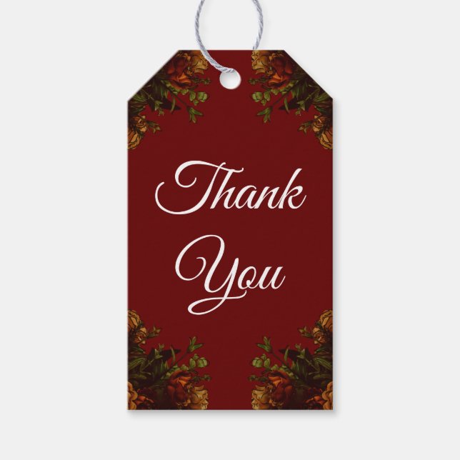 Etiqueta Para Presente Casamento Gótico Elegante de Queda Vermelha Laranj (Frente)