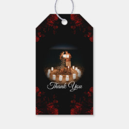 Etiqueta Para Presente Casamento Gótico Elegante Floral Vermelho Profundo