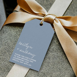 Etiqueta Para Presente Casamento Minimalista Azul Dusty de Script Moderno