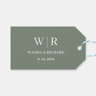 Etiqueta Para Presente Casamento Minimalista com Monograma Moderno