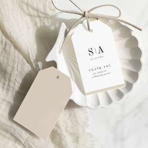 Etiqueta Para Presente Casamento minimalista com monograma sofisticado