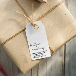 Etiqueta Para Presente Casamento Minimalista de Script Preto e Branco Mod