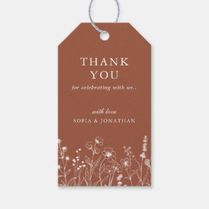 Etiqueta Para Presente Casamento Minimalista de Terracotta Wildflower Obr