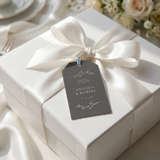 Etiqueta Para Presente Casamento Minimalista Preto e Branco