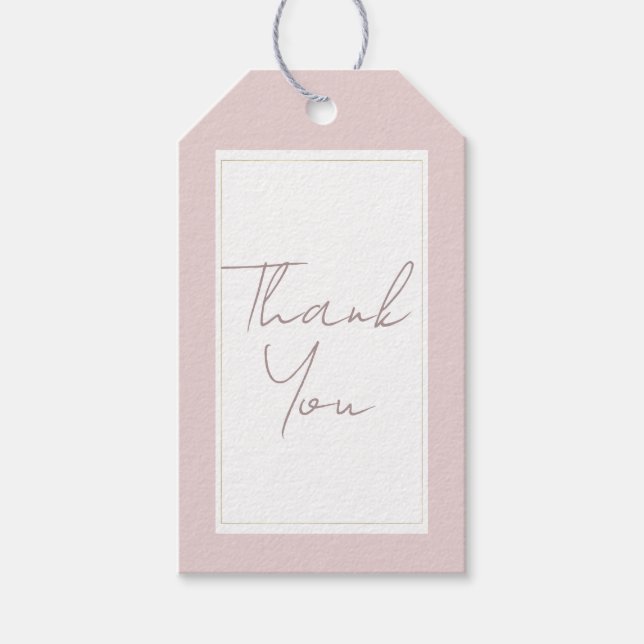 Etiqueta Para Presente Casamento Mínimo Dourado e Rosa Ostra (Frente)