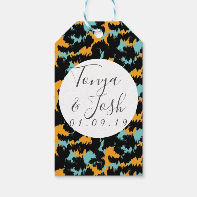 Etiqueta Para Presente Casamento Moderno de Cheetah Impressão Pattern Col (Frente)