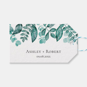 Etiqueta Para Presente Casamento Moderno Elegante Teal Greenery Watercolo