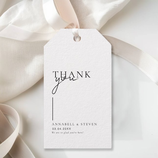 Etiqueta Para Presente Casamento moderno, mínimo, "OBRIGADO" (Modern, Minimal, "THANK YOU" Wedding Gift Tags)