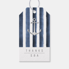 Etiqueta Para Presente Casamento náutico de praia com listras de marinho 