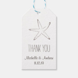Etiqueta Para Presente Casamento náutico de Starfish Obrigado