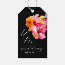 Etiqueta Para Presente Casamento Negra De Monograma Com Cor Floral Brilha