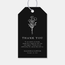 Etiqueta Para Presente Casamento Negro de Buquê Floral Minimalista Modern