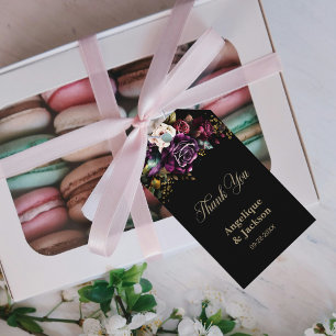Etiqueta Para Presente Casamento Negro Floral Purple Burgundy Obrigado