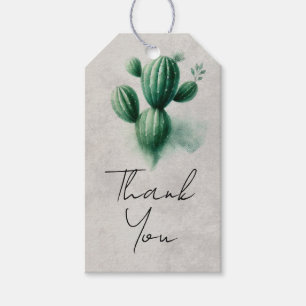 Etiqueta Para Presente Casamento no sudoeste cinza cacto verde aquarela