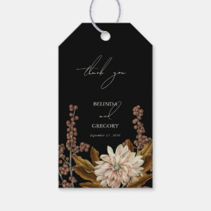 Etiqueta Para Presente Casamento outono de Aquarela Floral Preta