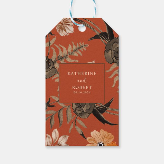 Etiqueta Para Presente Casamento outono de terracota laranja queimada (Frente)