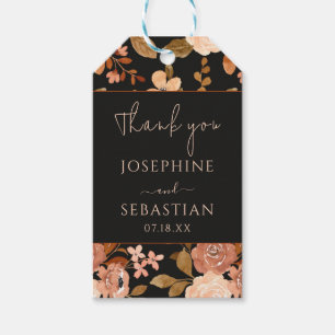 Etiqueta Para Presente Casamento outono Floral Black Terracotta