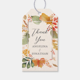 Etiqueta Para Presente Casamento Personalizado de Folhas de Outono Elegan