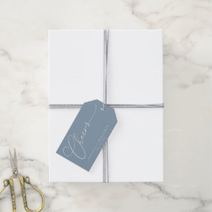 Etiqueta Para Presente Casamento Personalizado de Script Azul com Mínimo