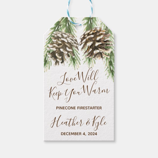 Etiqueta Para Presente Casamento Pinecone Firestarter, Chá de panela Favo (Frente)