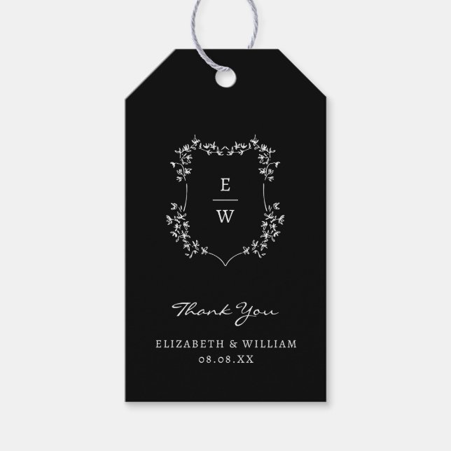 Etiqueta Para Presente Casamento Preto Agradecimento (Frente)