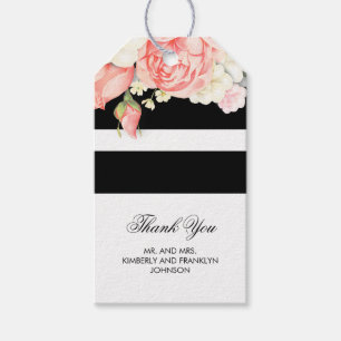 Etiqueta Para Presente Casamento preto e branco da listra do vintage