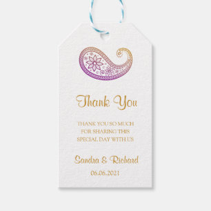 Etiqueta Para Presente Casamento Puro E Dourado Paisley Indiano Obrigado