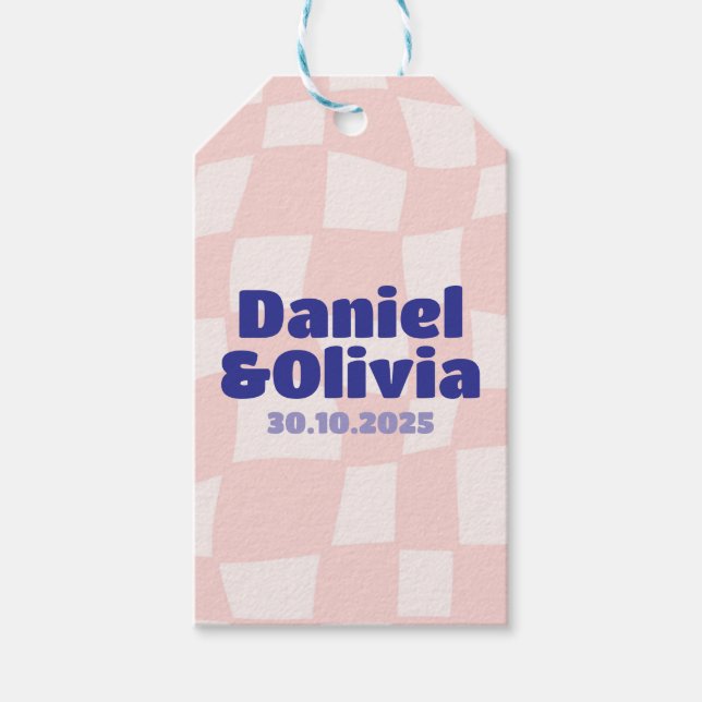 Etiqueta Para Presente Casamento Quadrado Rosa (Frente)