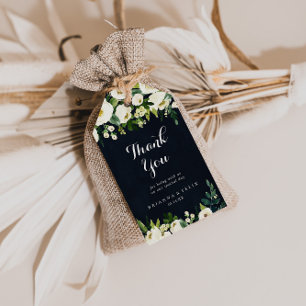 Etiqueta Para Presente Casamento Real Azul Verde Floral Branco Obrigado
