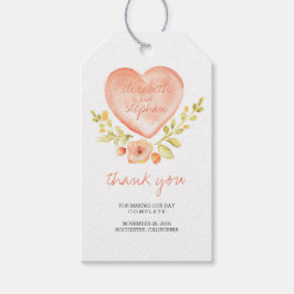 Etiqueta Para Presente Casamento Romântico de Coração Floral de Watercolo