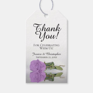 Etiqueta Para Presente Casamento Romântico de Rosa Roxo Lilac Obrigado