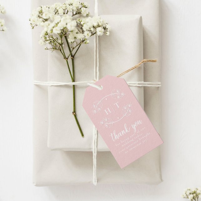 Etiqueta Para Presente Casamento Rosa De Caligrafia Monograma Elegante (Criador carregado)