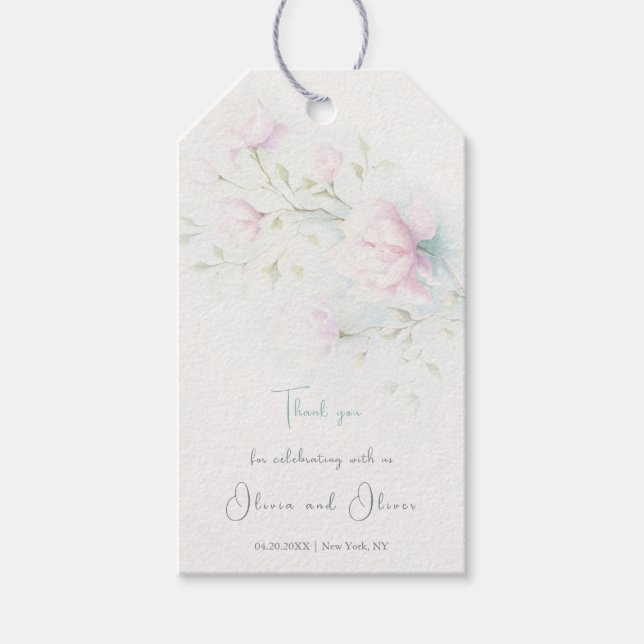 Etiqueta Para Presente Casamento Rosa Magnolia (Frente)