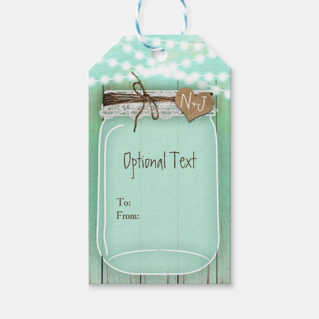 Etiqueta Para Presente Casamento Russo de Grande Mason Jar & Lights (Frente)