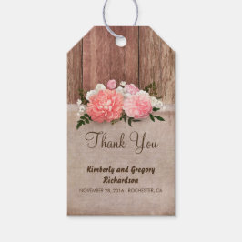 Etiqueta Para Presente Casamento Russo De Madeira Burlap Pink Flowers