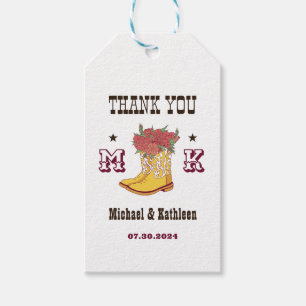 Etiqueta Para Presente Casamento Russo do Monograma de Boot Floral Ociden