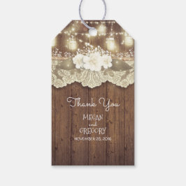 Etiqueta Para Presente Casamento Rustic Barn Wood Lace Mason Jar Lights