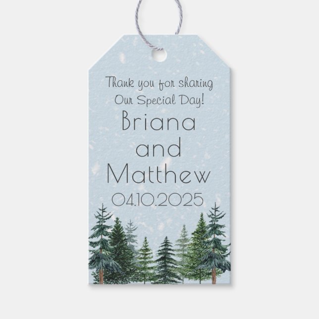 Etiqueta Para Presente Casamento Rustic Evergreen Winter Pine (Frente)