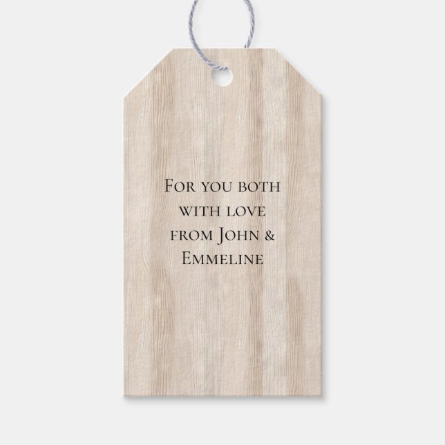 Etiqueta Para Presente Casamento Rustic Faux Cream White Wood (Frente)