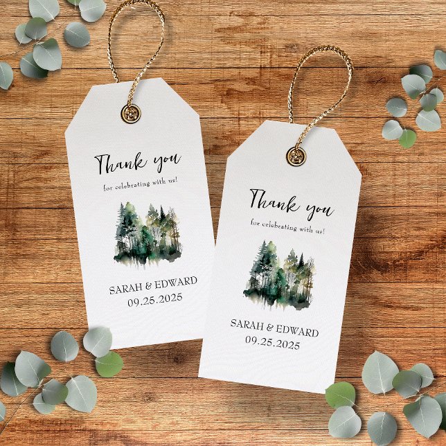 Etiqueta Para Presente Casamento Rustic Forest Obrigado (Rustic wedding thank you tags mockup)