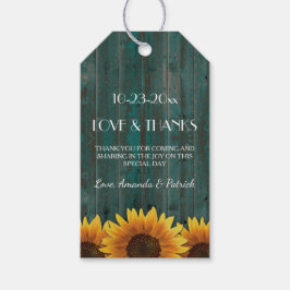 Etiqueta Para Presente Casamento Rustic Turquoise Sunflower Obrigado Etiq