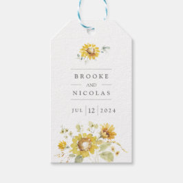 Etiqueta Para Presente Casamento Rustic Yellow Sunflower Watercolor